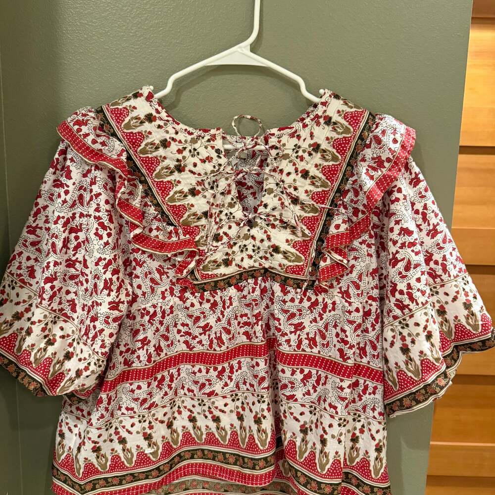 NWT SEA New York Ivette Quilted Floral Puff-Sleeve Top